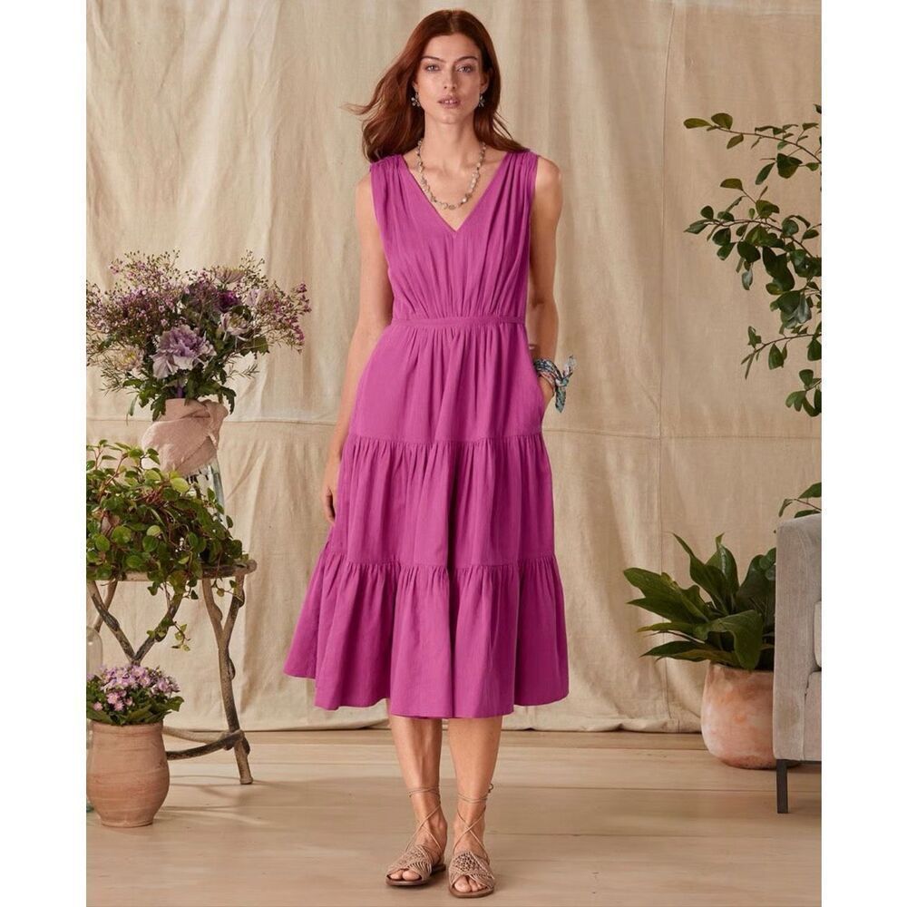 Sundance Jerrika Cotton Midi Dress in Magenta Pink Small